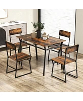 5 Piece Dining Table Set Industrial Rectangular Kitchen with 4 Chairs