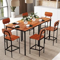 5-Piece Industrial Dining Table Set with Counter Height Table & 4 Bar Stools