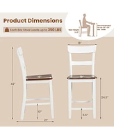 Costway Wooden Bar Stool Set of Bar Chairs with Lvl Rubber Wood Frame, Backrest