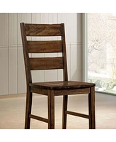 Simplie Fun Walnut Finish Solid Wood Industrial Style Kitchen Set Of 2 Dining Chairs Slat Back Chairs