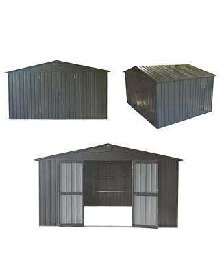 Streamdale Furniture Dark Gray 11'x12.5' Steel Frame Shed with Windows