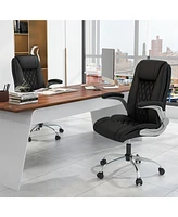 Costway Pu Leather Office Chair Height Adjustable Executive with Headrest