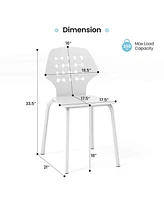 Metal Dining Chair Set of 4 Armless Kitchen Hollowed Backrest & Legs
