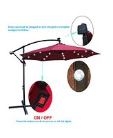Streamdale Furniture 10ft Led Solar Patio Umbrella with Crank and Cross Base