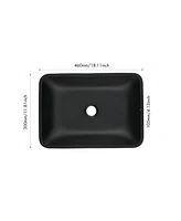13" Matte Black Vessel Sink Set with Faucet & Drain