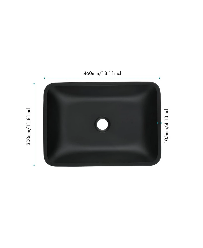 Streamdale Furniture 13" Matte Black Vessel Sink Set with Faucet & Drain