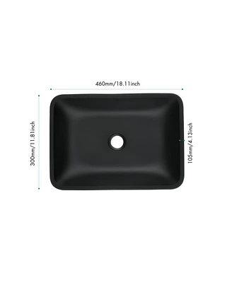 Streamdale Furniture 13" Matte Black Vessel Sink Set with Faucet & Drain