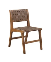 Simplie Fun Oslo Faux Leather Woven Dining Chairs Set Of 2