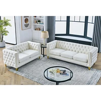 3 Seater + 2 Seater Combination Sofa.Beige Velv
