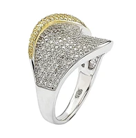 Suzy Levian Sterling Silver Cubic Zirconia Pave Wave Ring