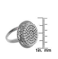 Suzy Levian New York Sterling Silver Cubic Zirconia Pave Circle Elevated Statement Ring