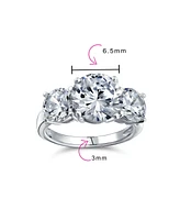 Bling Jewelry 3CTW Cz Past Present Future Three Stone Promise Ring Round Solitaire Cut Cubic Zirconia .925 Sterling Silver