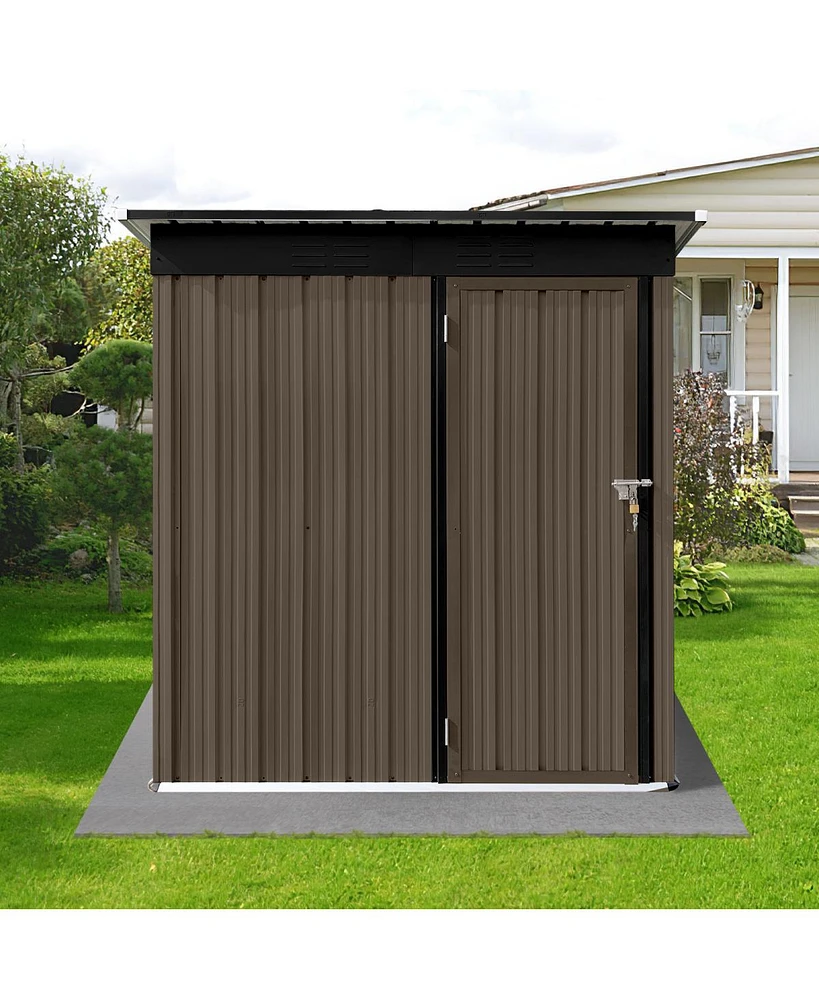 Streamdale Furniture Metal Garden Sheds 5FT×4FT Outdoor Storage Sheds Brown + Black