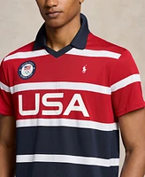 Polo Ralph Lauren Men's Team Usa Custom Slim-Fit Stretch Striped Mesh Shirt