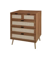 Streamdale Furniture 5 Drawer Cabinet, Accent Storage Cabinet, Suitable For Living Room, Bedroom, Dining Room, Study