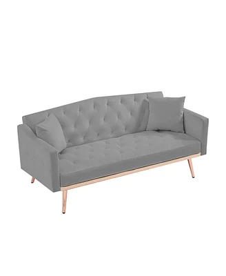 Simplie Fun Grey Velvet Sofa Bed