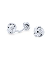 Bling Jewelry Solid Double Sided Twist Love Knot Woven Braided French Style Fixed Bar Backing Shirt Cufflinks Executive Groom Gift Sterling Silver