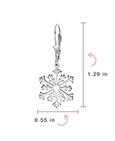 Bling Jewelry Frozen Winter Christmas Holiday Party Snowflake Dangle Lever back Earrings For Women For Sterling Silver