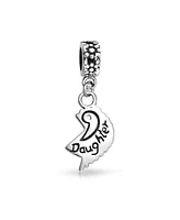 Bling Jewelry Mother Daughter Puzzle 2 Piece Split Heart Sisters Bead Charm For Mom Sterling Silver Fit European Bracelet