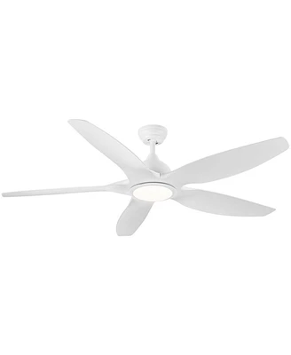 Simplie Fun Modern 60 In Integrated Led Ceiling Fan Lighting With White Abs Blade