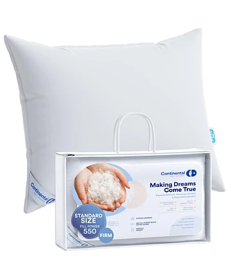 Continental Bedding Luxury Down Pillows Standard Size Pack of 1 - 550FP Firm