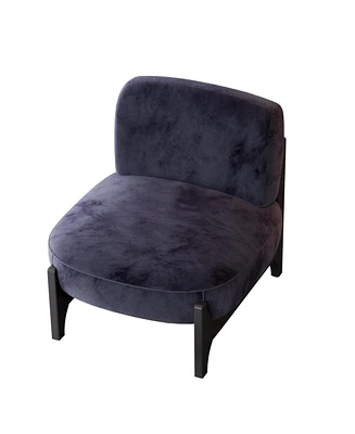 Simplie Fun Mid Century Velvet Accent Chair with Wood Frame