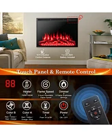 Costway 34''Electric Fireplace Insert Heater Log Flame Effect w/ Remote Control