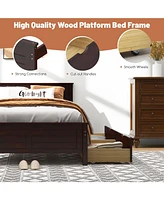 Slickblue Full Bed Frame with Storage Drawers and Solid Wood Headboard