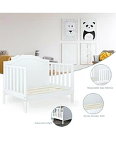 Slickblue 2-in-1 Classic Convertible Wooden Toddler Bed with 2 Side Guardrails for Extra Safety