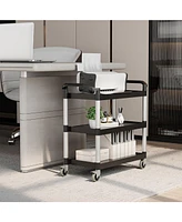 Slickblue 3-Tier Utility Service Cart with Lockable Wheels and Double Handles