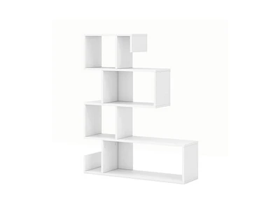 Slickblue 5-Tier S-Shaped Bookshelf Geometric Z-Shelf Bookcase with Open Cubes