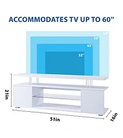 White Tv Stand with Large Drawer & Side Cabinet for 70" Tv