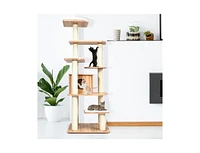 Slickblue 7-Layer Wooden Cat Tree Tall Cat Tower with Sisal Posts and Condo