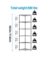 Adjustable Metal Corner Shelf for Bathroom, Living Room, Kitchen - Black
