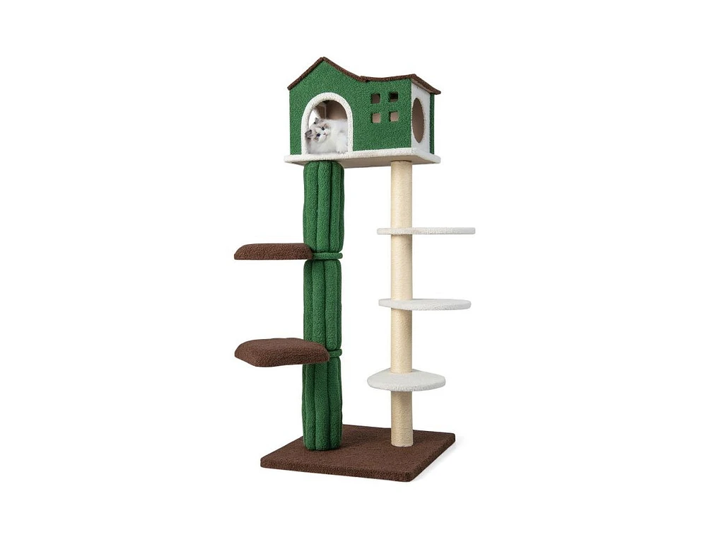 Slickblue Multi-level Cat Tree with Condo andand Anti-tipping Device-Green