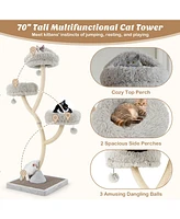 Slickblue 70" Tall Cat Tree 4-Layer Cat Tower with 3 Perches and Dangling Balls