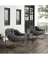 Streamdale Furniture Grey Padded Rattan Outdoor Rocking Chair