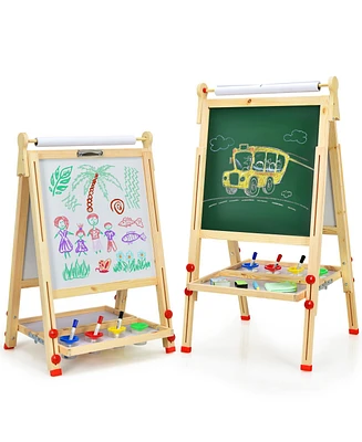 Slickblue Kids Art Easel with Paper Roll Double-Sided Regulable Drawing Easel Plank