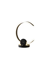 Streamdale Furniture 13.25" In Modern C Shape Led with Usb/Wireless Charger Port & Touch Dimmer Black Table Lamp