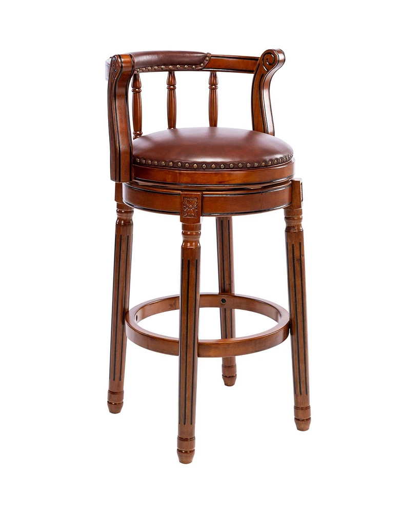 Streamdale Furniture 29.5" Brown Wooden Swivel Barstool with 360 Degree Swivel