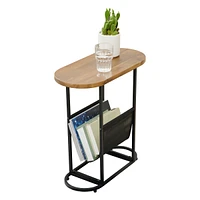 Simplie Fun Acacia Oval Small Side Tables Living Room Small Space With Magazines Organizer Storage Space