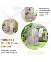 Costway 6FT Retro 3-Panel Room Divider Folding Privacy Screen Freestanding Wall Divider