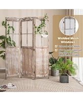 Costway 6FT Retro 3-Panel Room Divider Folding Privacy Screen Freestanding Wall Divider