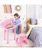 Costway 31 Keys Kids Piano Keyboard Toy Toddler Musical Instrument with Stool & Microphone