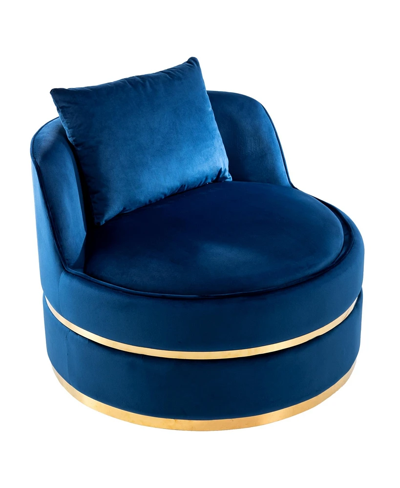 Simplie Fun Velvet Swivel Barrel Chair with Cushion