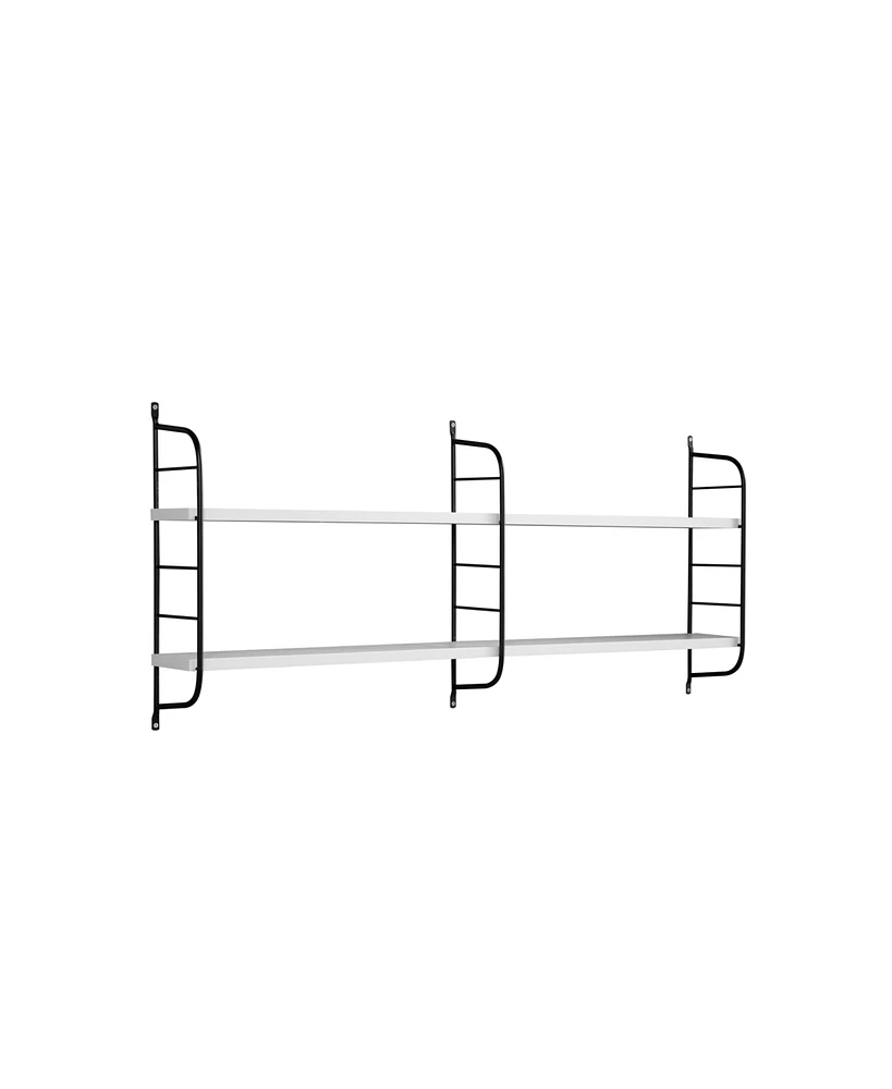 Simplie Fun Mounted Two Tier Wall Shelf White Black