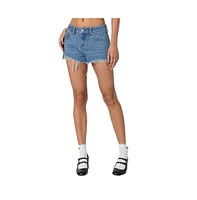 Edikted Women's Fern Mid Rise Denim Shorts