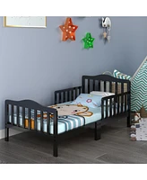 Kids Toddler Wood Bed Bedroom Furniture w/ Guardrails