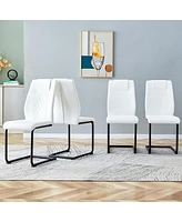 Streamdale Furniture Set of 4 Modern Faux Leather Dining Chairs