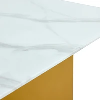 Glass Top Coffee and Dining Table Set with Golden Columns